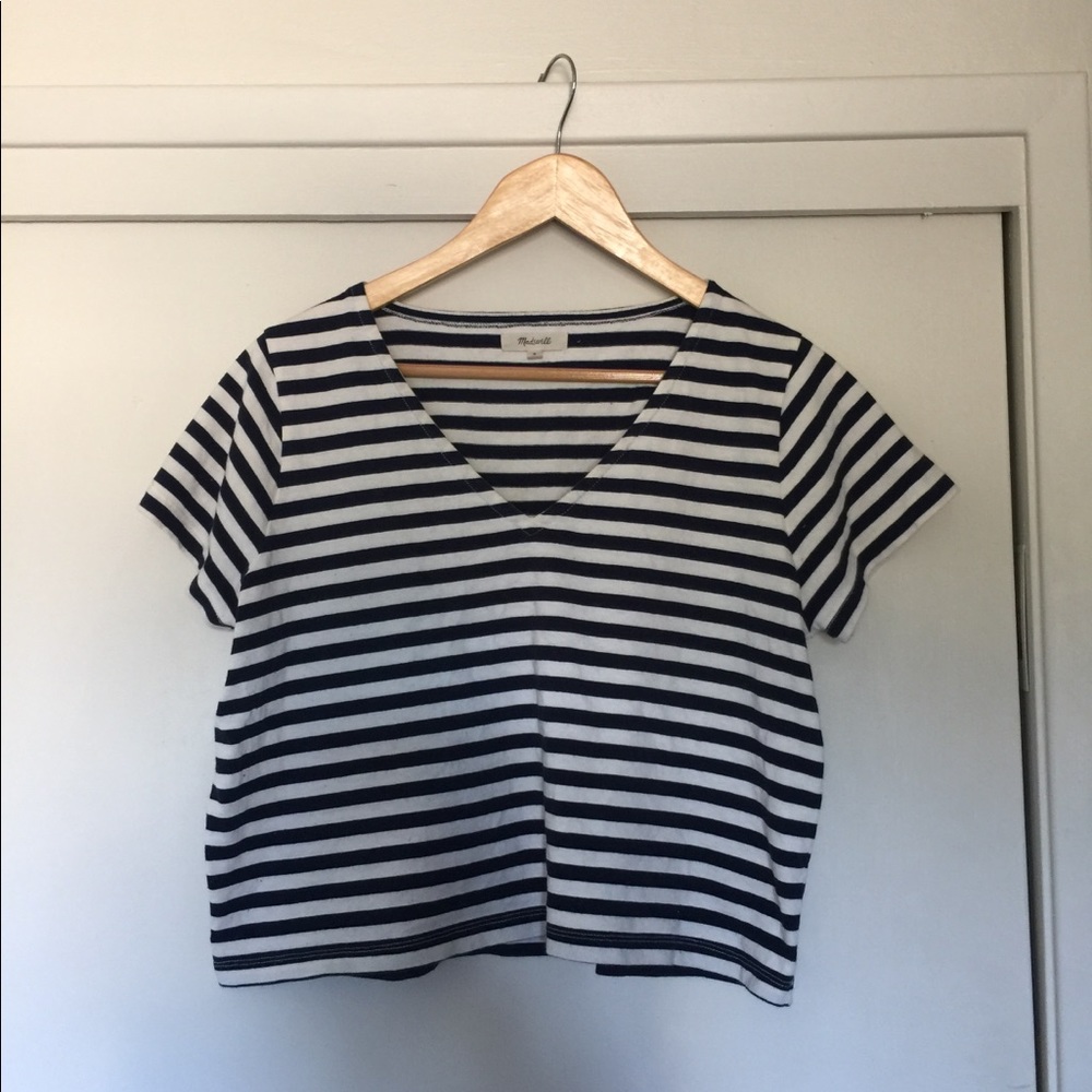 Madewell stripe v-neck swing top